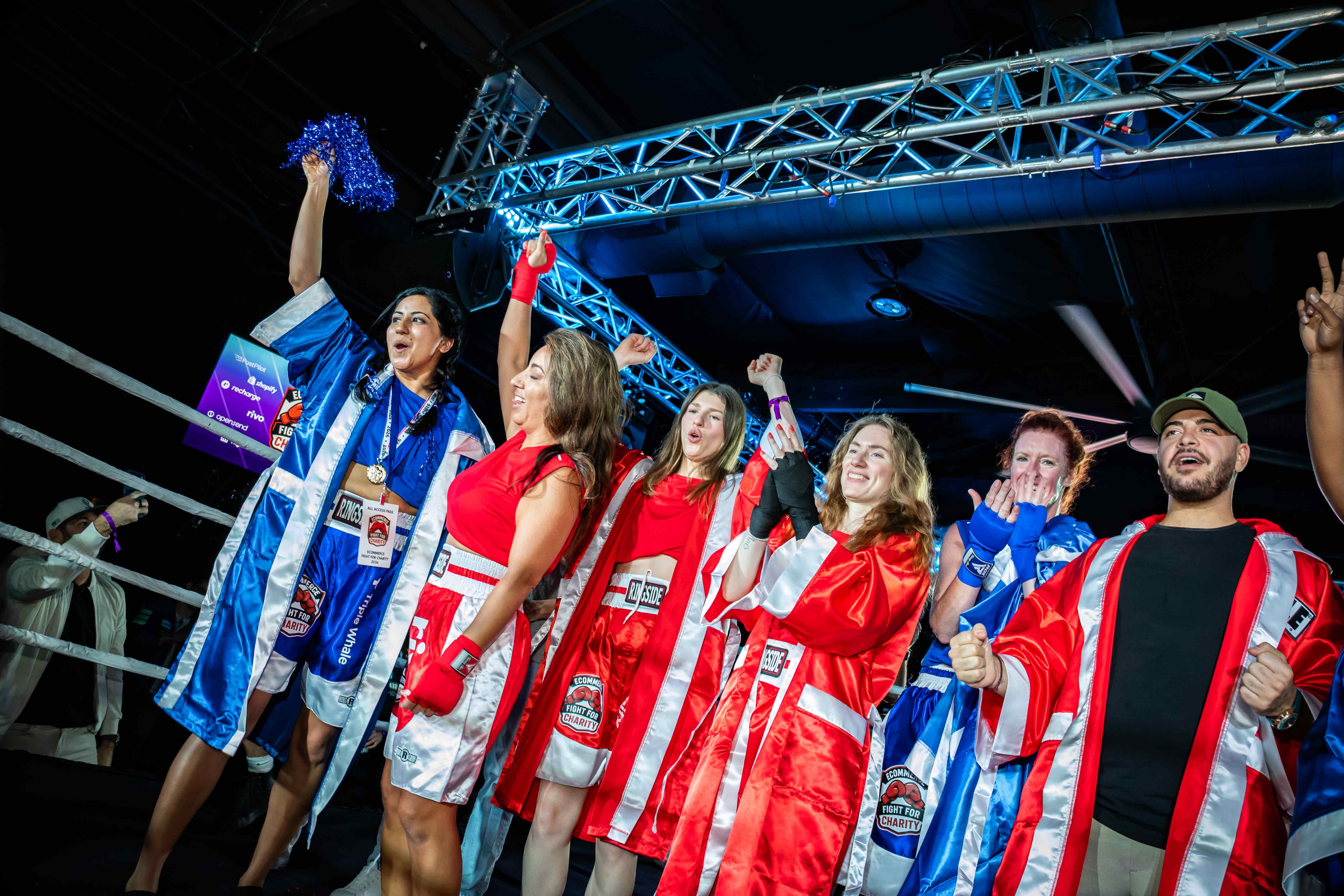 Group of boxers celebrating together
